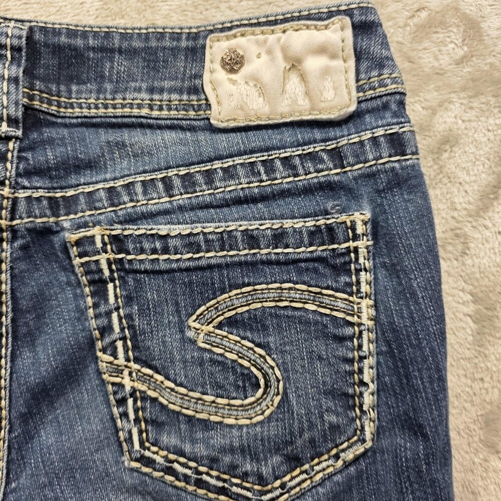 Silver Jeans Suki Capri Jeans Womens 28 Blue Curvy Mid Rise Contrast Stitching - Picture 4 of 10